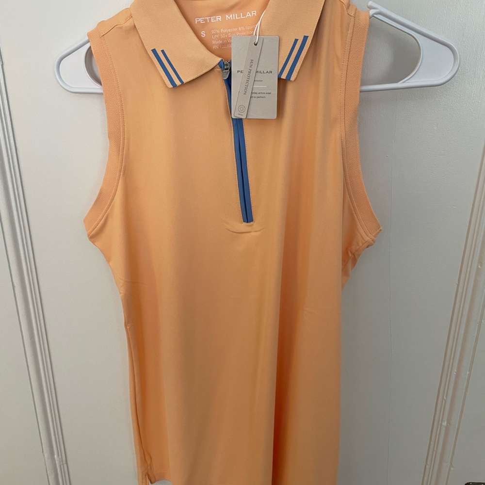 Peter Millar Orange Tank Top Polo Collar
